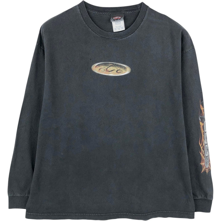 Orange County Choppers Fire Pattern Motorcycle Long-Sleeve T-Shirt (Men's XL equivalent) cotton black type Vintage Second Hand