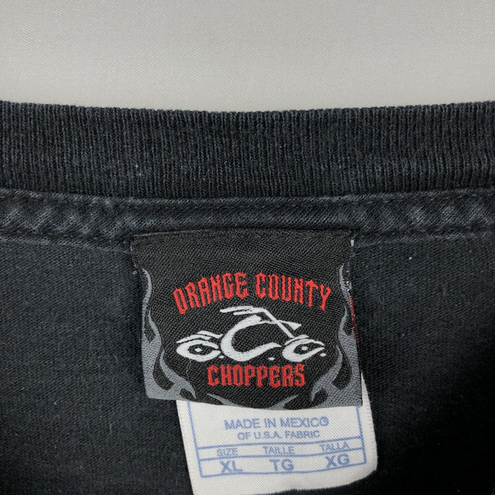 Orange County Choppers Fire Pattern Motorcycle Long-Sleeve T-Shirt (Men's XL equivalent) cotton black type Vintage Second Hand