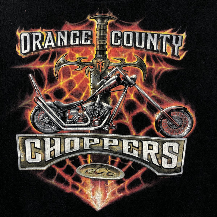 Orange County Choppers Fire Pattern Motorcycle Long-Sleeve T-Shirt (Men's XL equivalent) cotton black type Vintage Second Hand