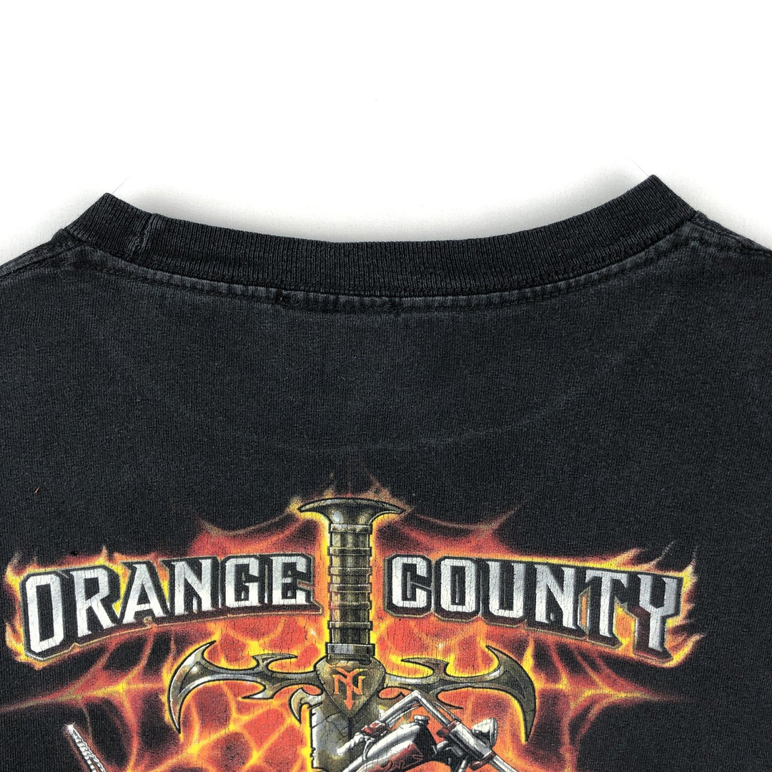 Orange County Choppers Fire Pattern Motorcycle Long-Sleeve T-Shirt (Men's XL equivalent) cotton black type Vintage Second Hand