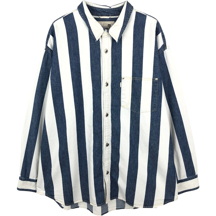 Levi's SILVER TAB Stripe Pattern Long-Sleeve Denim Shirt, Men's Size L (approx.) cotton white type Vintage Second Hand