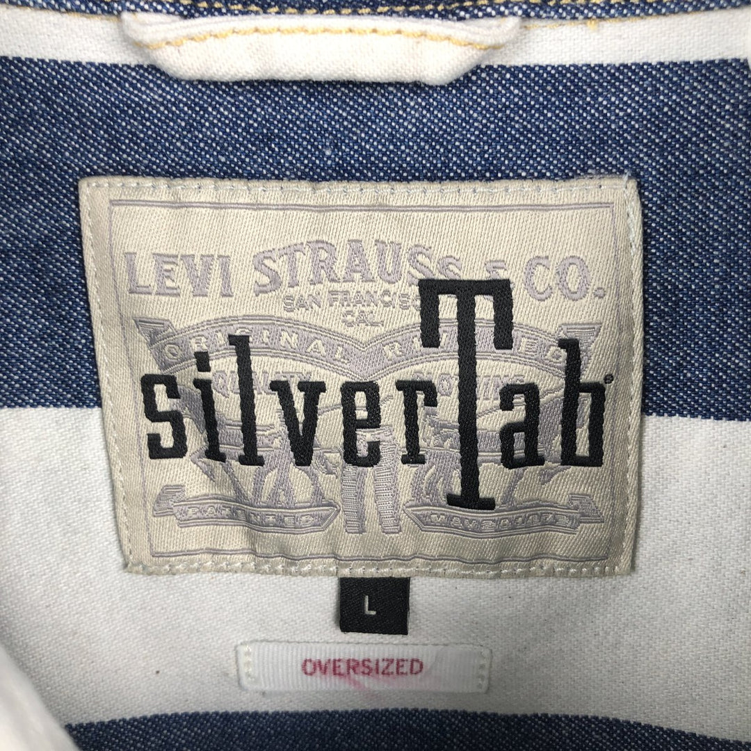 Levi's SILVER TAB Stripe Pattern Long-Sleeve Denim Shirt, Men's Size L (approx.) cotton white type Vintage Second Hand