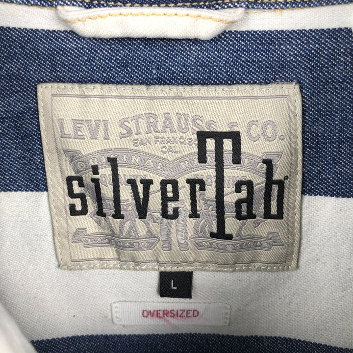 Levi's SILVER TAB Stripe Pattern Long-Sleeve Denim Shirt, Men's Size L (approx.) cotton white type Vintage Second Hand