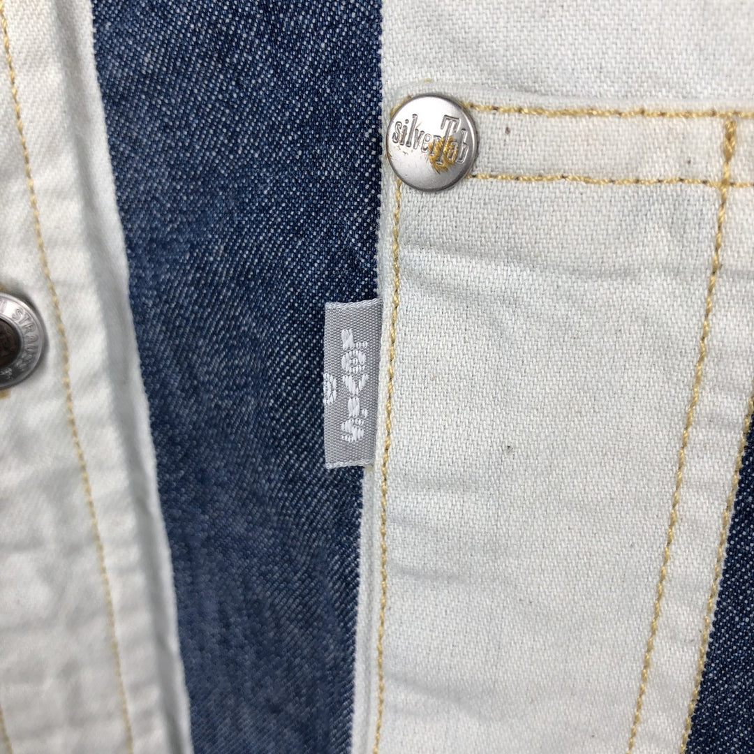Levi's SILVER TAB Stripe Pattern Long-Sleeve Denim Shirt, Men's Size L (approx.) cotton white type Vintage Second Hand