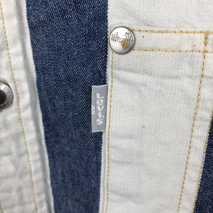 Levi's SILVER TAB Stripe Pattern Long-Sleeve Denim Shirt, Men's Size L (approx.) cotton white type Vintage Second Hand