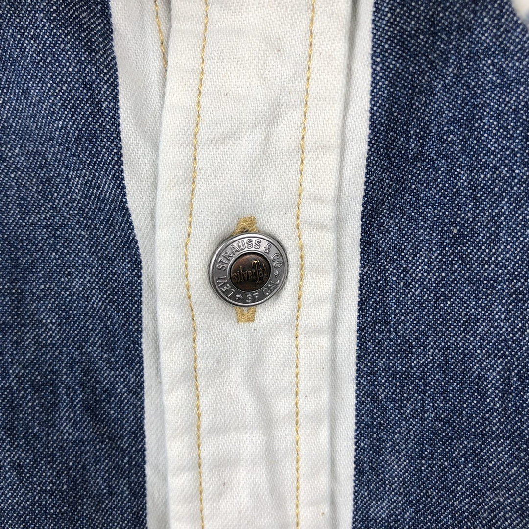 Levi's SILVER TAB Stripe Pattern Long-Sleeve Denim Shirt, Men's Size L (approx.) cotton white type Vintage Second Hand