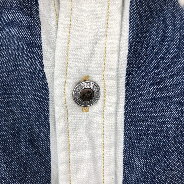 Levi's SILVER TAB Stripe Pattern Long-Sleeve Denim Shirt, Men's Size L (approx.) cotton white type Vintage Second Hand