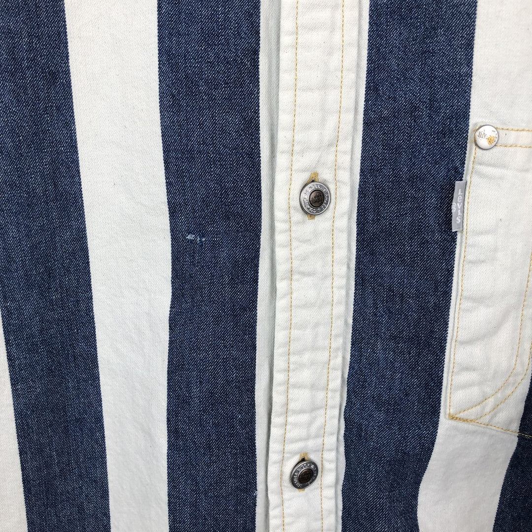 Levi's SILVER TAB Stripe Pattern Long-Sleeve Denim Shirt, Men's Size L (approx.) cotton white type Vintage Second Hand