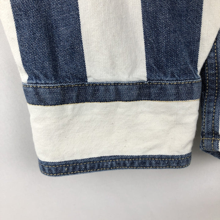 Levi's SILVER TAB Stripe Pattern Long-Sleeve Denim Shirt, Men's Size L (approx.) cotton white type Vintage Second Hand