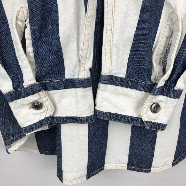 Levi's SILVER TAB Stripe Pattern Long-Sleeve Denim Shirt, Men's Size L (approx.) cotton white type Vintage Second Hand