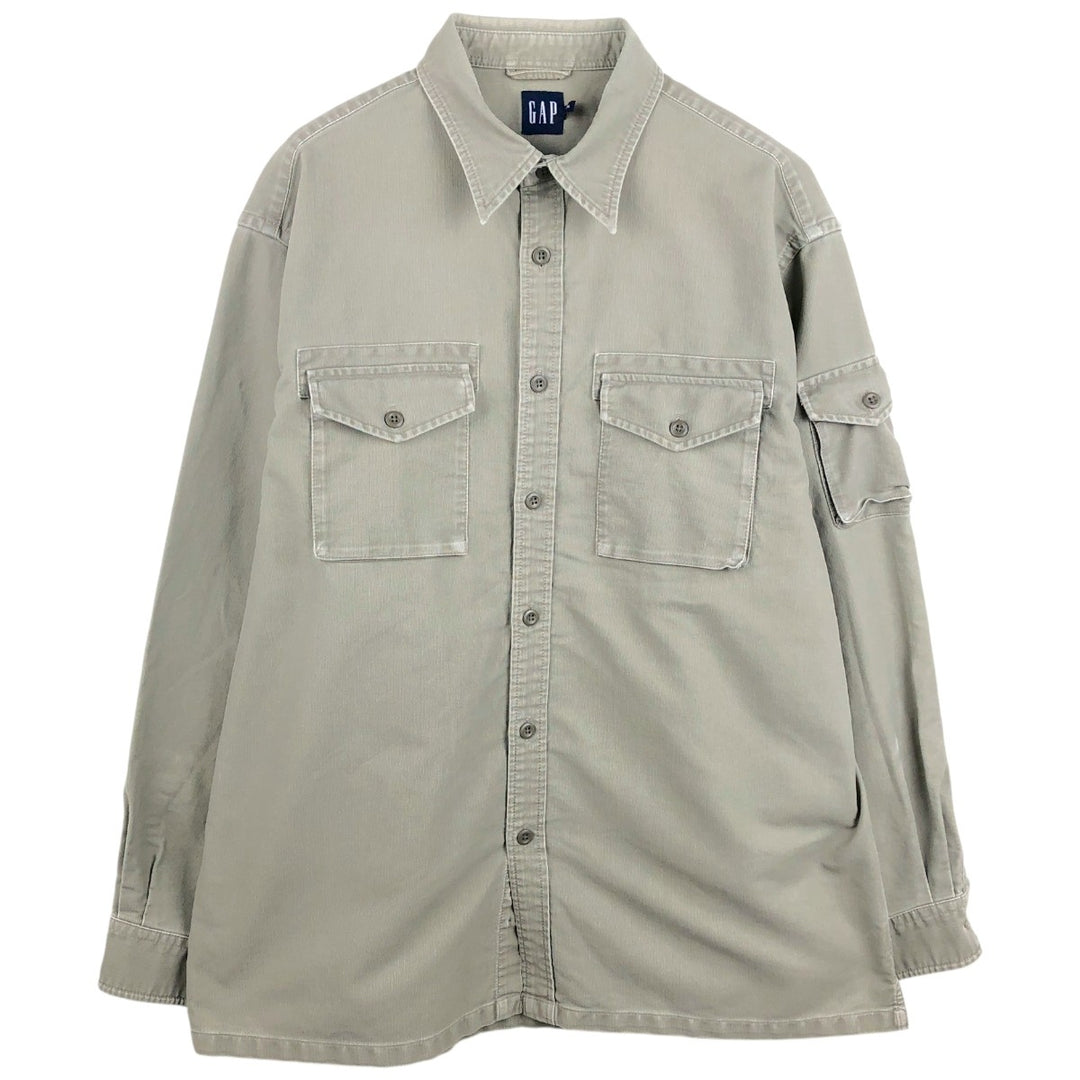 2000'S GAP long-sleeved cotton shirt, men's size M cotton Khaki type Vintage Second Hand
