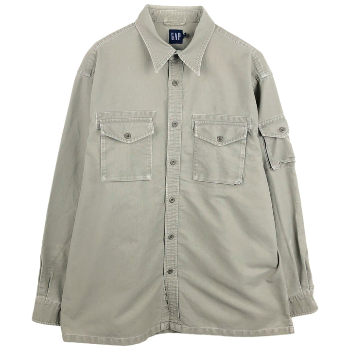 2000'S GAP long-sleeved cotton shirt, men's size M cotton Khaki type Vintage Second Hand