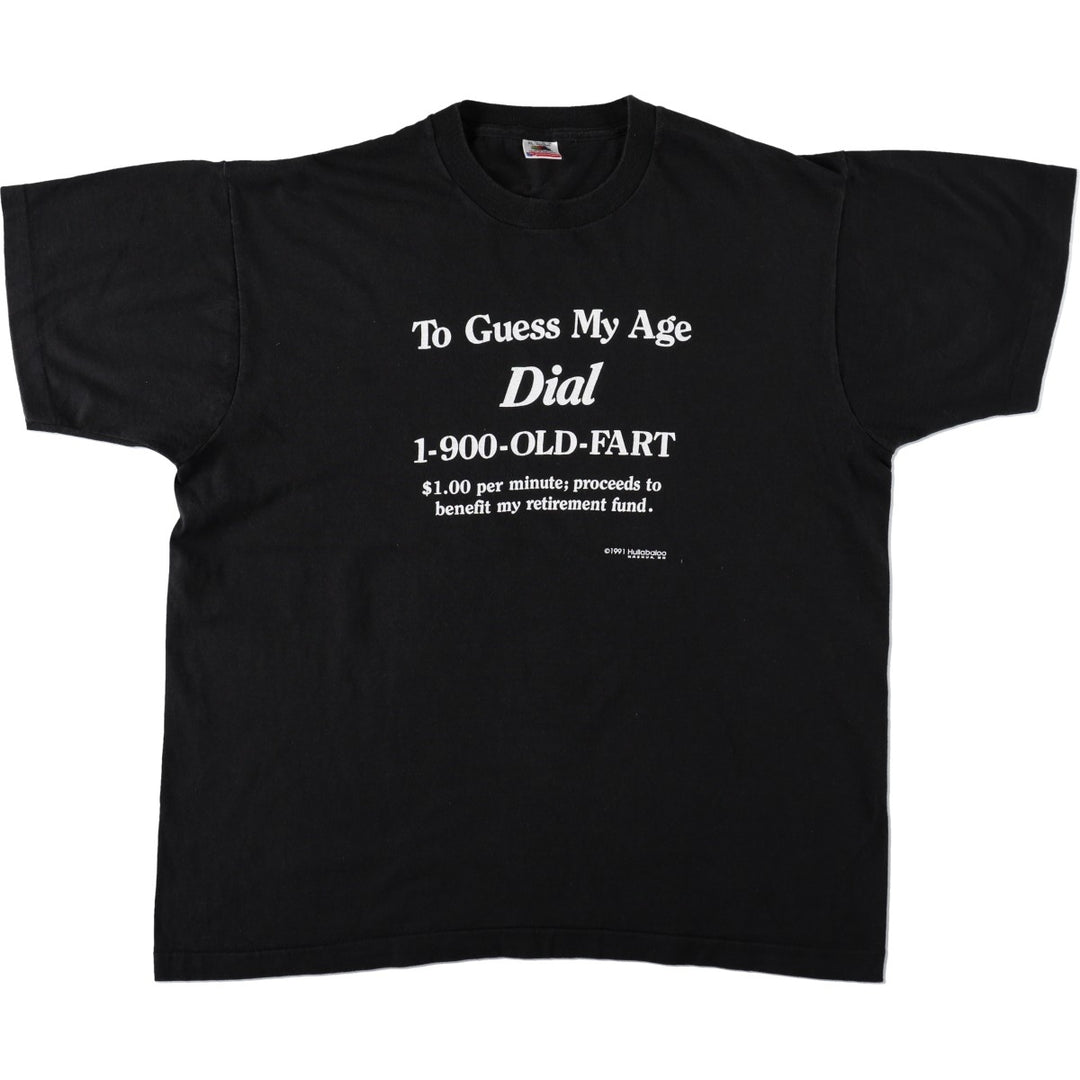 90'S Fruit of the Loom Message Print T-Shirt Made in USA Men's XL Vintage cotton black type Vintage Second Hand