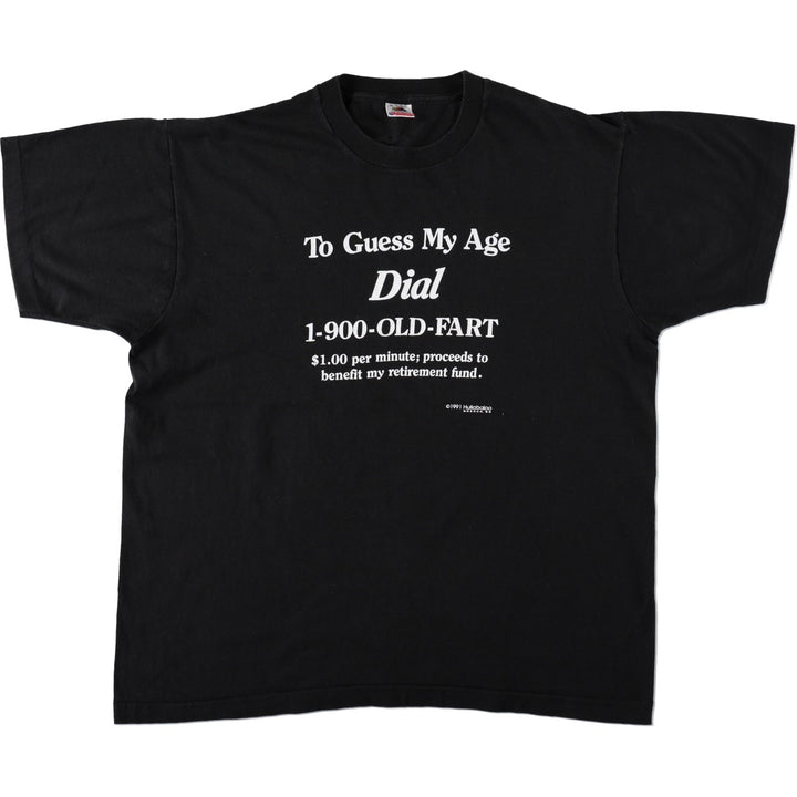 90'S Fruit of the Loom Message Print T-Shirt Made in USA Men's XL Vintage cotton black type Vintage Second Hand