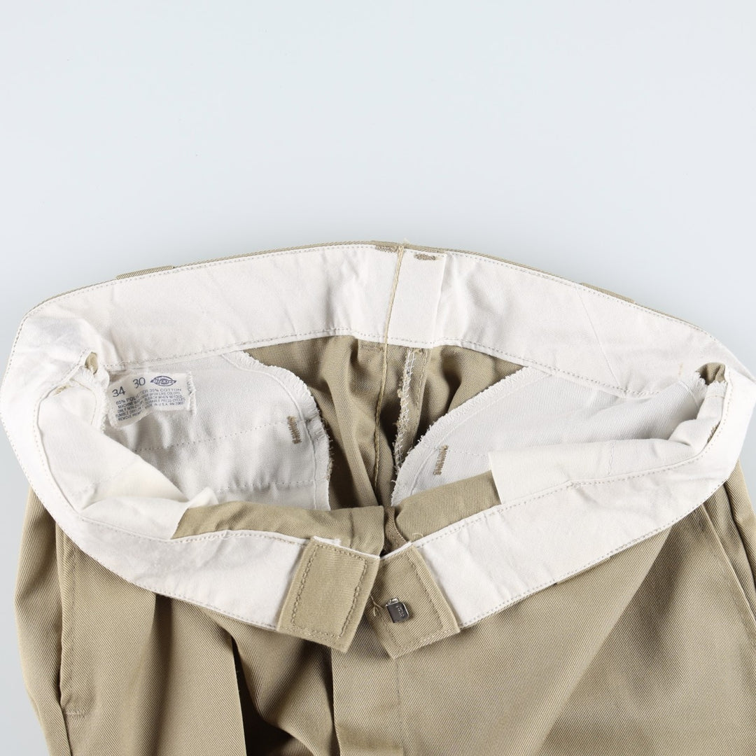 1980'S Dickies Work Pants, Made in USA, Men's Size W34 (approx.), Vintage polyester Beige type Vintage Second Hand