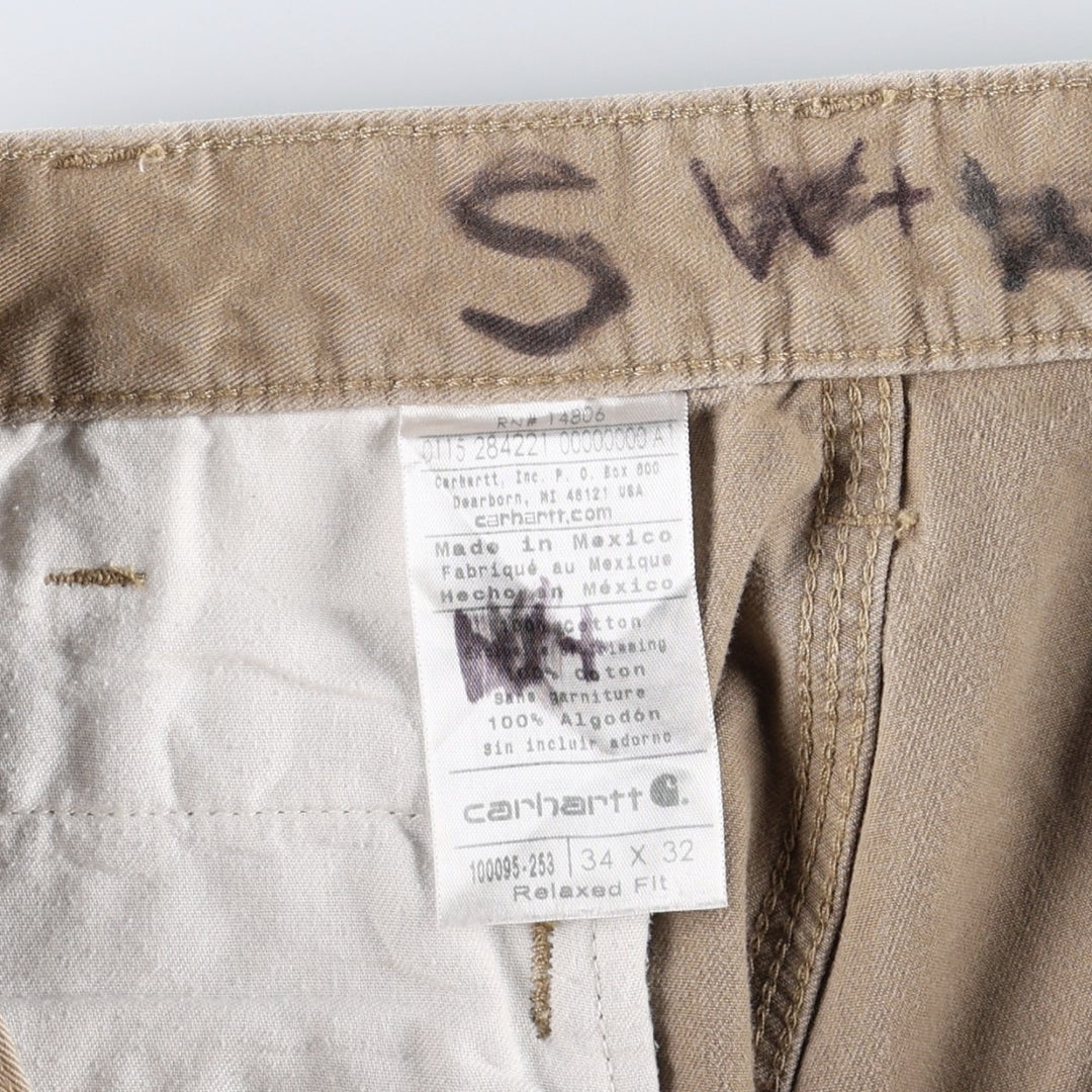 Carhartt Relaxed Fit Work Pants, Men's, Size W33 (approx.) cotton Beige type Vintage Second Hand