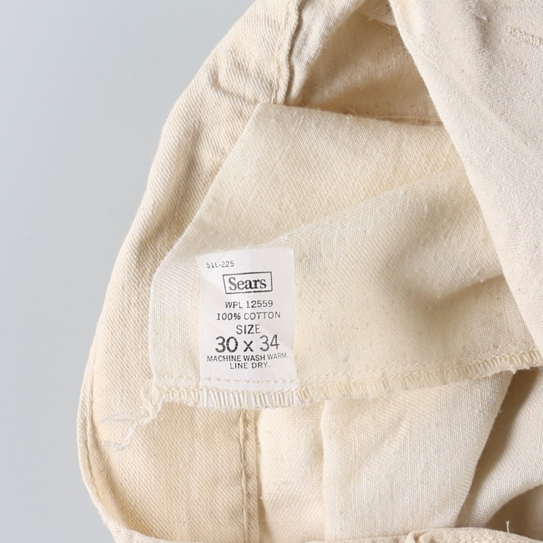 ~90'S Sears Painter Pants, Men's W28 (approx.), SCOVILL Zipper, Vintage cotton ivory Vintage Second Hand