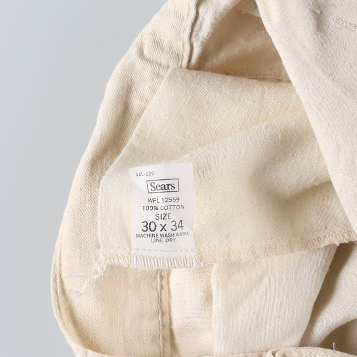 ~90'S Sears Painter Pants, Men's W28 (approx.), SCOVILL Zipper, Vintage cotton ivory Vintage Second Hand
