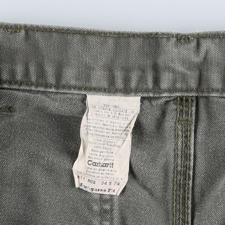 00'S Carhartt Dungaree Fit Duck Painter Pants Men's W34 equivalent cotton Khaki type Vintage Second Hand