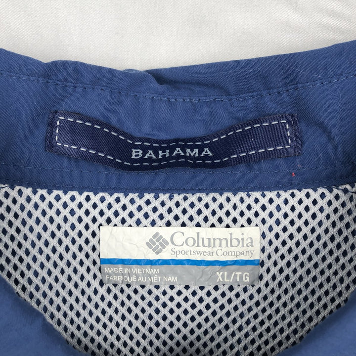 Columbia PFG BAHAMA OMNI-SHADE Omni-Shade Button-Down Short Sleeve Fishing Shirt, Men's XL Nylon blue type Vintage Second Hand