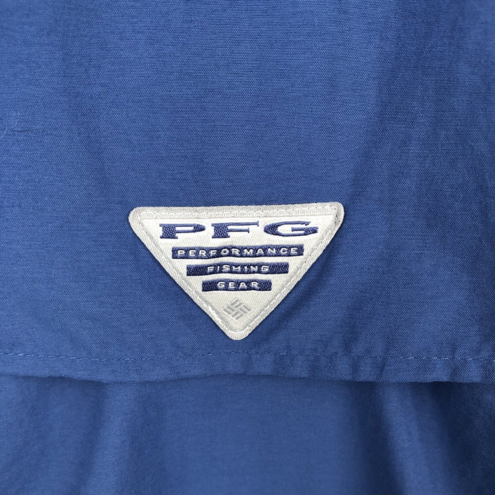 Columbia PFG BAHAMA OMNI-SHADE Omni-Shade Button-Down Short Sleeve Fishing Shirt, Men's XL Nylon blue type Vintage Second Hand
