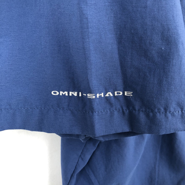Columbia PFG BAHAMA OMNI-SHADE Omni-Shade Button-Down Short Sleeve Fishing Shirt, Men's XL Nylon blue type Vintage Second Hand
