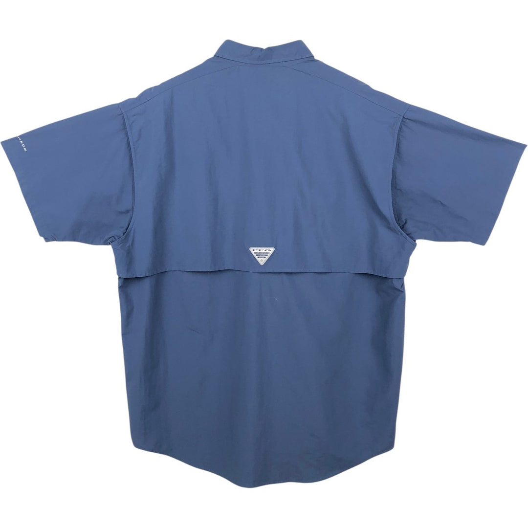 Columbia PFG OMNI-SHADE Omni-Shade Button-down Short Sleeve Fishing Shirt, Men's Size L Nylon blue type Vintage Second Hand