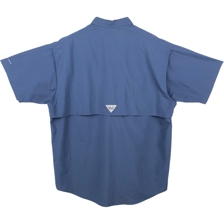 Columbia PFG OMNI-SHADE Omni-Shade Button-down Short Sleeve Fishing Shirt, Men's Size L Nylon blue type Vintage Second Hand
