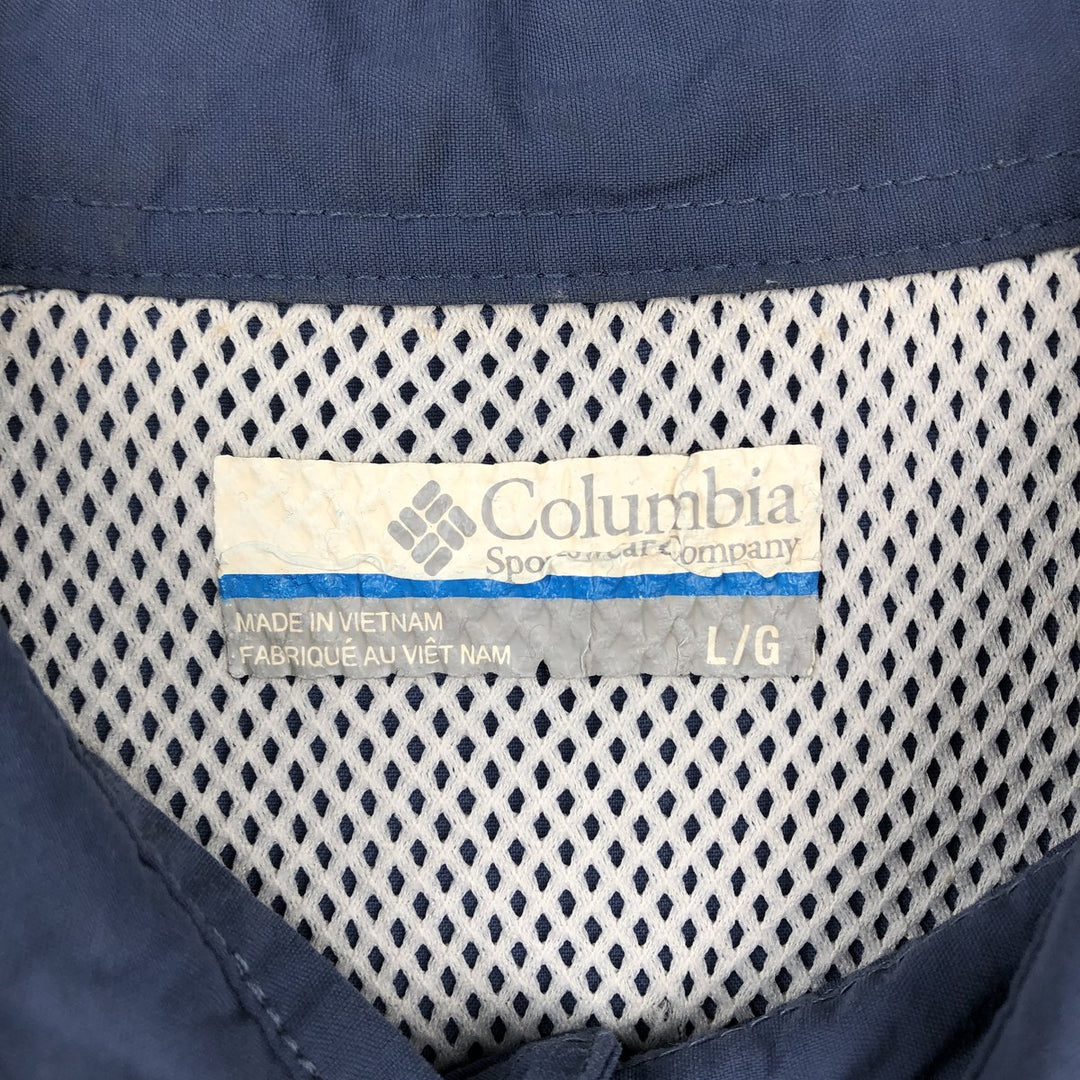 Columbia PFG OMNI-SHADE Omni-Shade Button-down Short Sleeve Fishing Shirt, Men's Size L Nylon blue type Vintage Second Hand