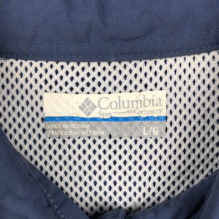 Columbia PFG OMNI-SHADE Omni-Shade Button-down Short Sleeve Fishing Shirt, Men's Size L Nylon blue type Vintage Second Hand