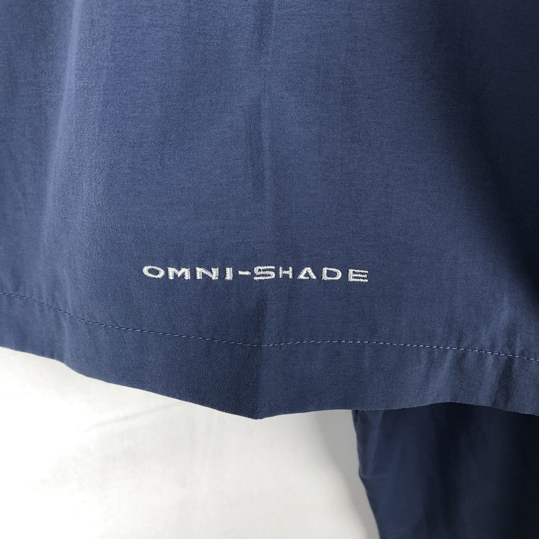 Columbia PFG OMNI-SHADE Omni-Shade Button-down Short Sleeve Fishing Shirt, Men's Size L Nylon blue type Vintage Second Hand