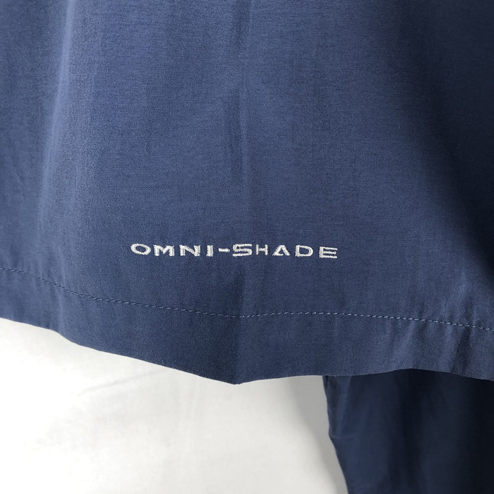 Columbia PFG OMNI-SHADE Omni-Shade Button-down Short Sleeve Fishing Shirt, Men's Size L Nylon blue type Vintage Second Hand