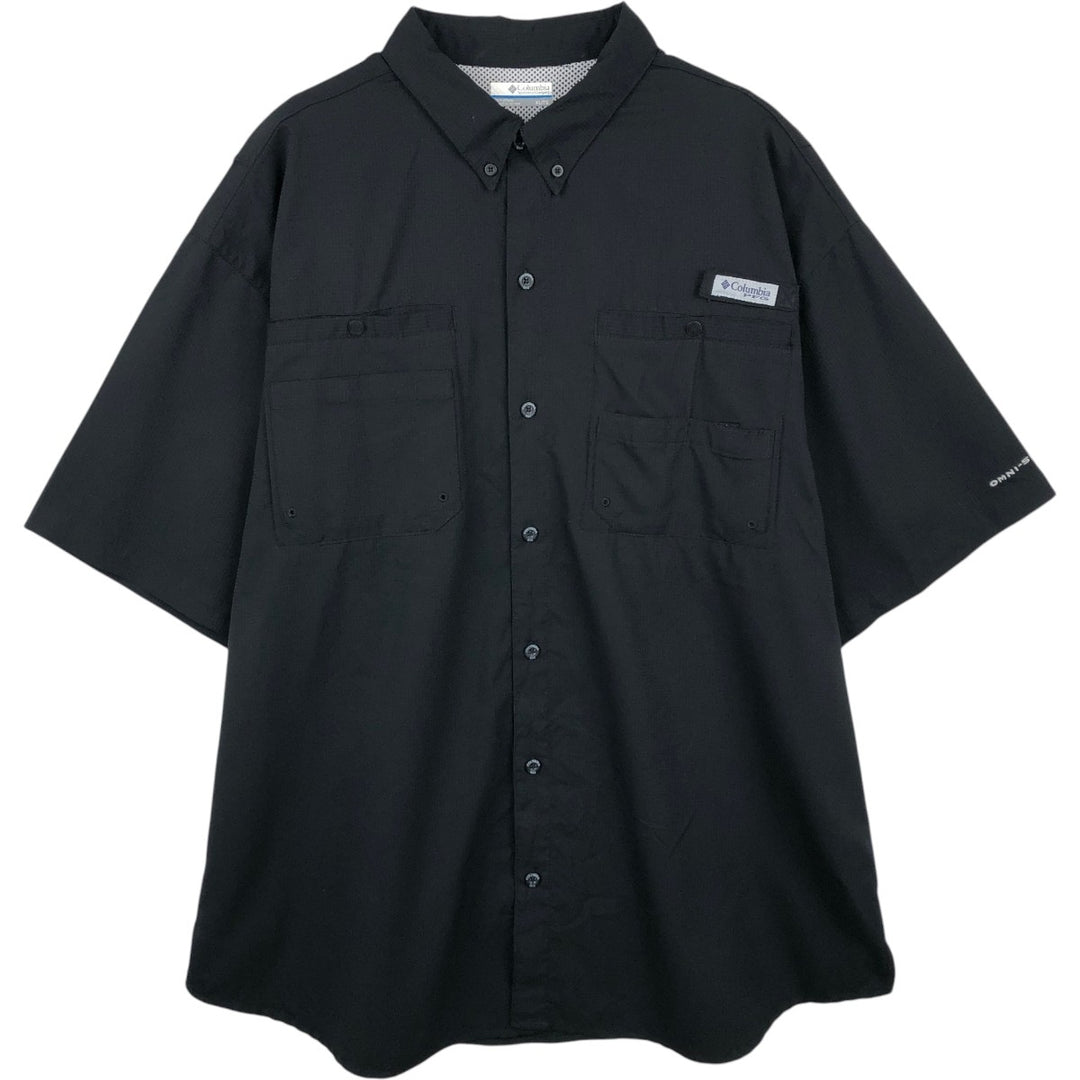 Columbia PFG OMNI-SHADE Omni-Shade Button-Down Short Sleeve Fishing Shirt Men's XL polyester black type Vintage Second Hand