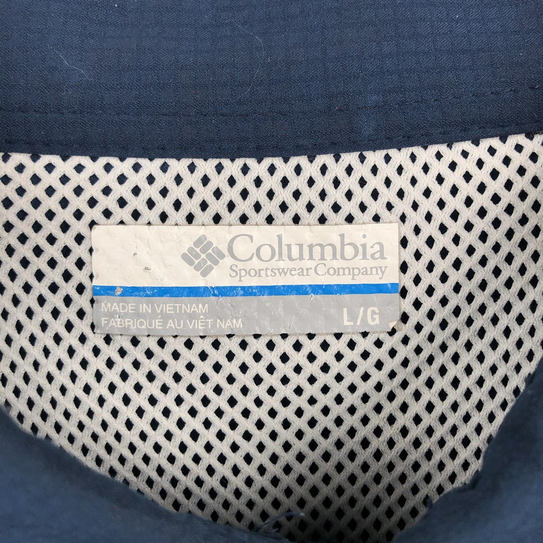 Columbia PFG OMNI-SHADE Omni-Shade Button-down Short Sleeve Fishing Shirt, Men's Size L polyester navy blue type Vintage Second Hand