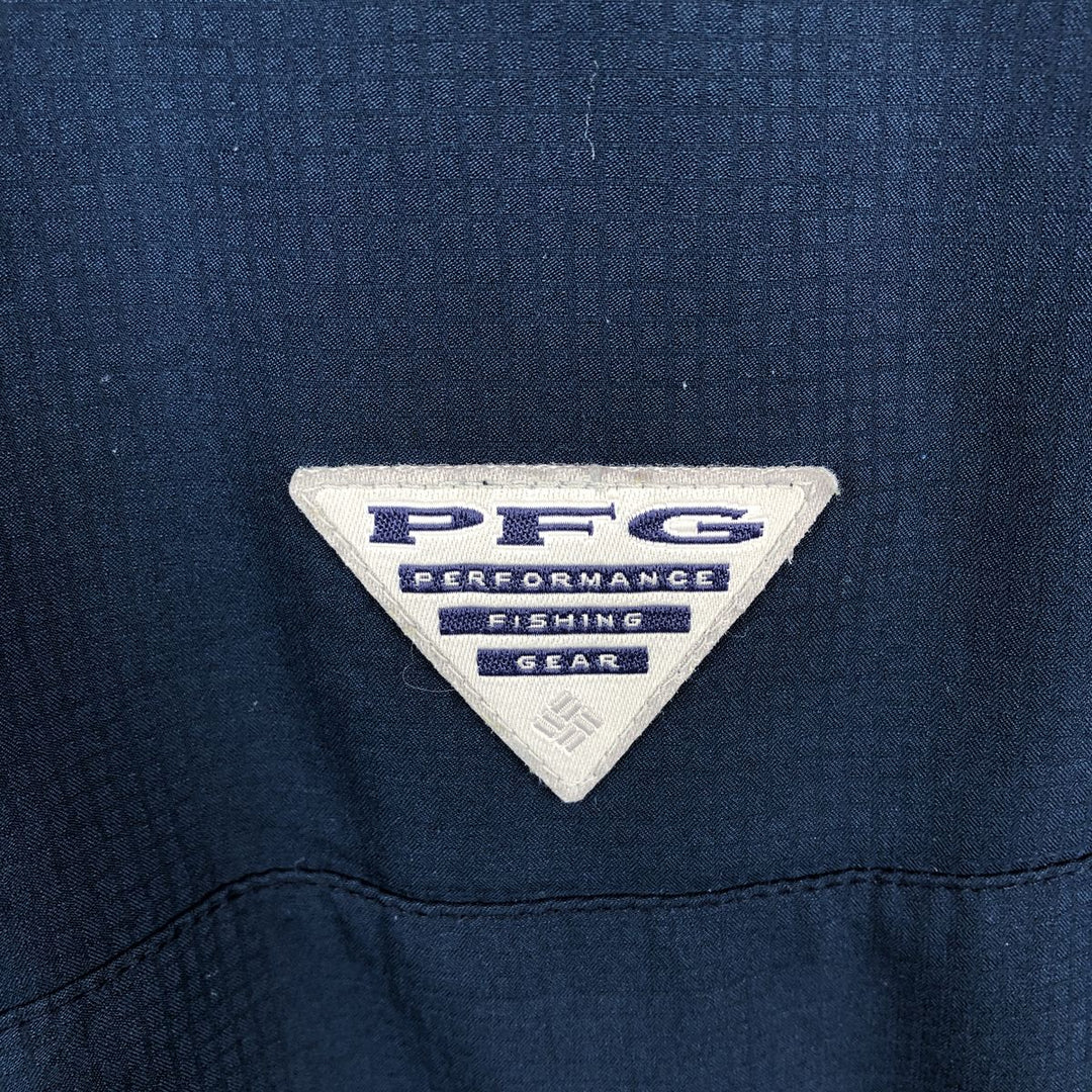 Columbia PFG OMNI-SHADE Omni-Shade Button-down Short Sleeve Fishing Shirt, Men's Size L polyester navy blue type Vintage Second Hand