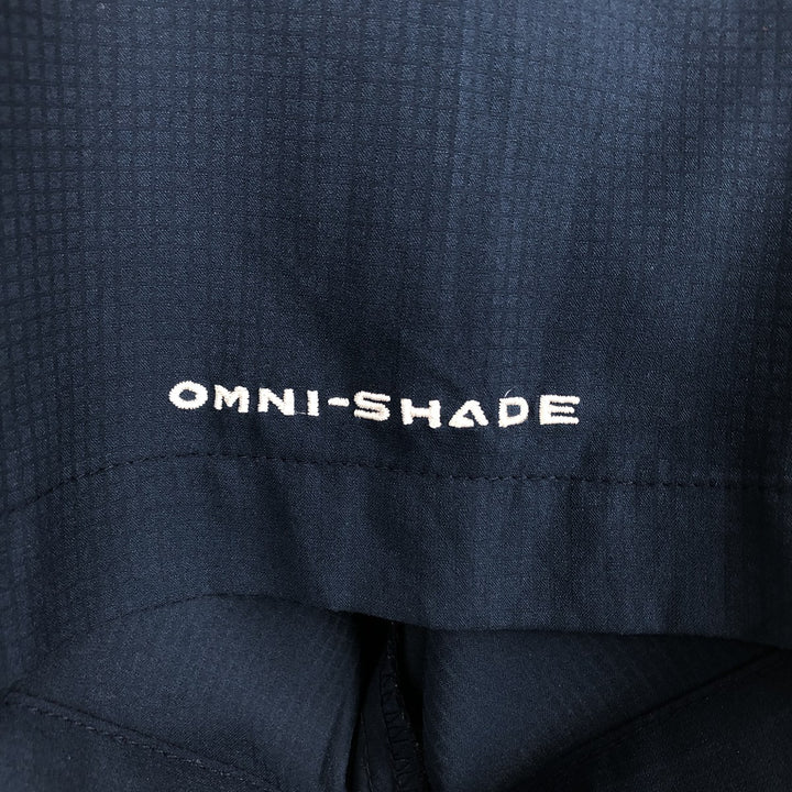 Columbia PFG OMNI-SHADE Omni-Shade Button-down Short Sleeve Fishing Shirt, Men's Size L polyester navy blue type Vintage Second Hand