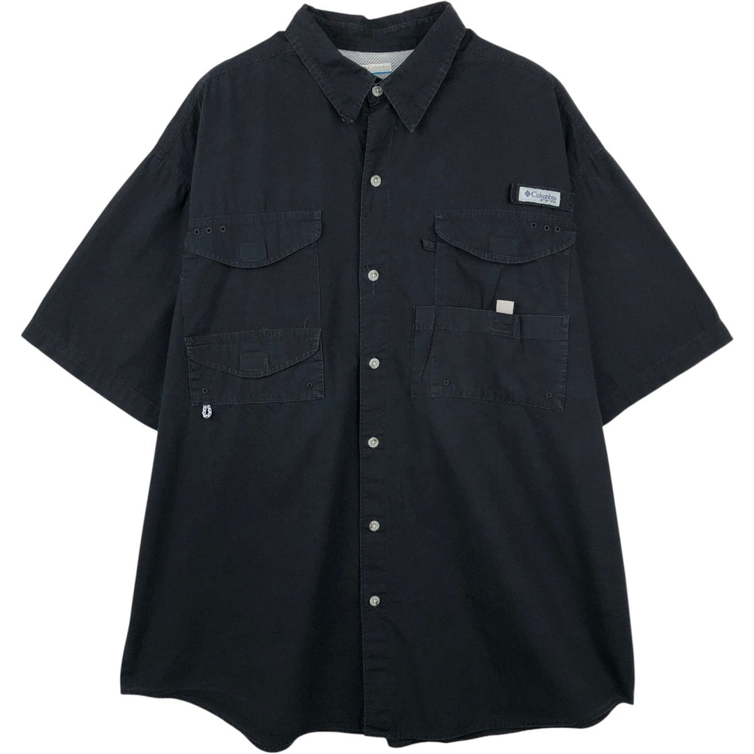 Columbia PFG Short Sleeve Fishing Shirt, Men's XL cotton black type Vintage Second Hand