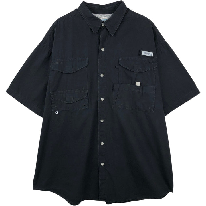 Columbia PFG Short Sleeve Fishing Shirt, Men's XL cotton black type Vintage Second Hand