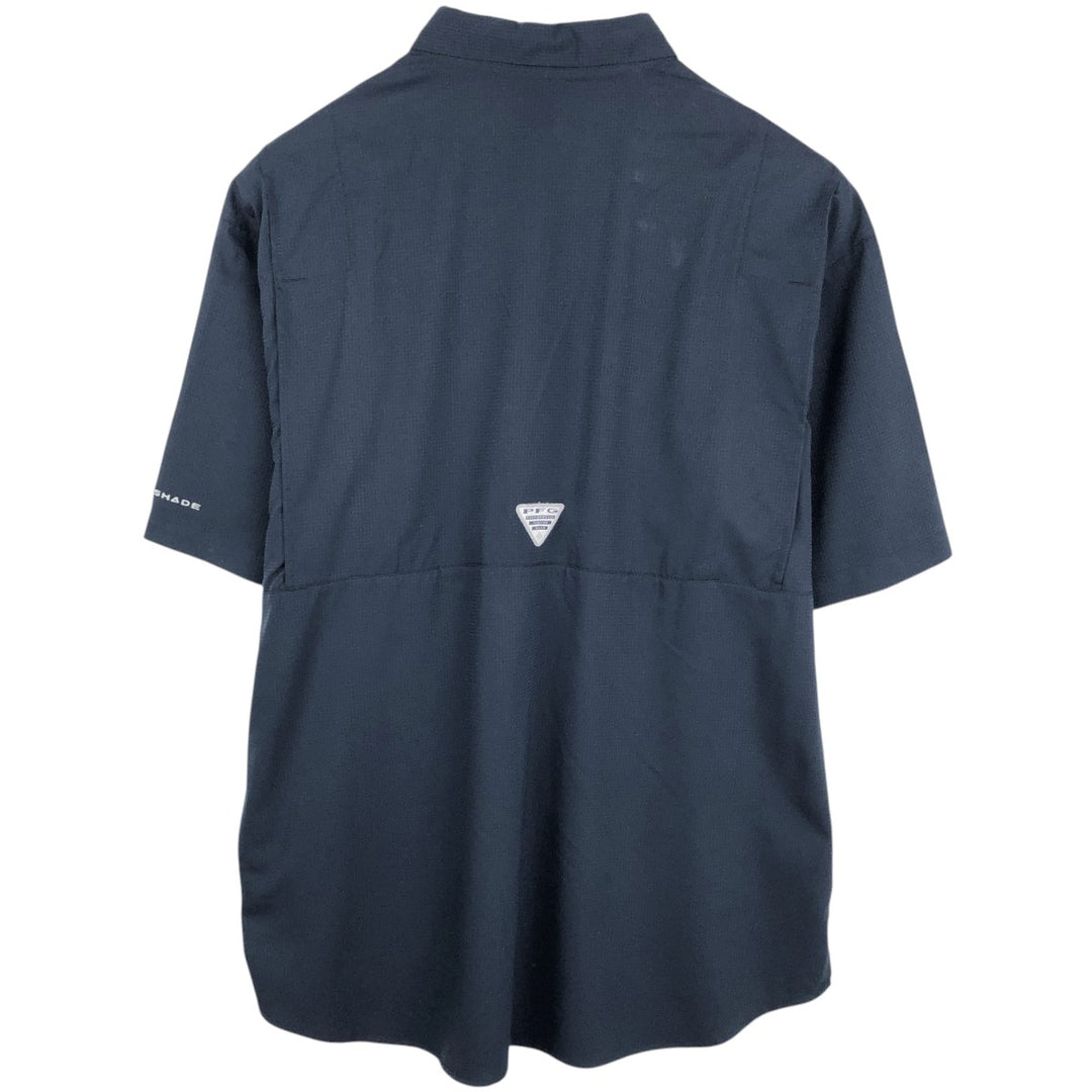 Columbia PFG OMNI-SHADE Omni-Shade Button-down Short Sleeve Fishing Shirt, Men's Size L polyester navy blue type Vintage Second Hand