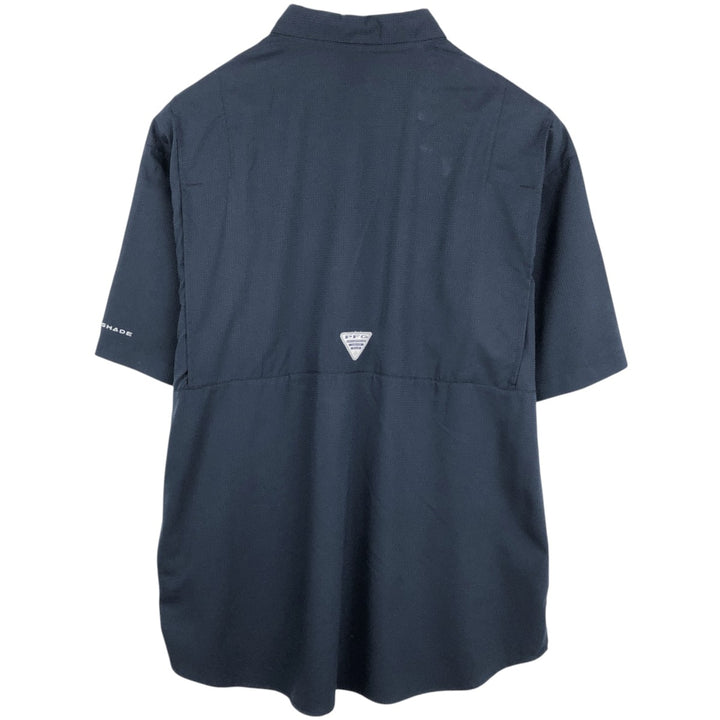 Columbia PFG OMNI-SHADE Omni-Shade Button-down Short Sleeve Fishing Shirt, Men's Size L polyester navy blue type Vintage Second Hand