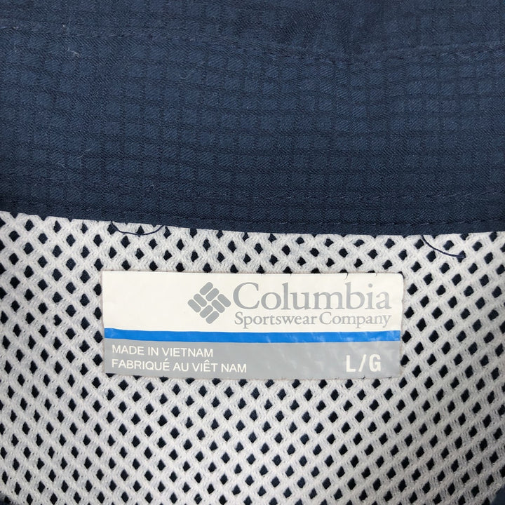 Columbia PFG OMNI-SHADE Omni-Shade Button-down Short Sleeve Fishing Shirt, Men's Size L polyester navy blue type Vintage Second Hand