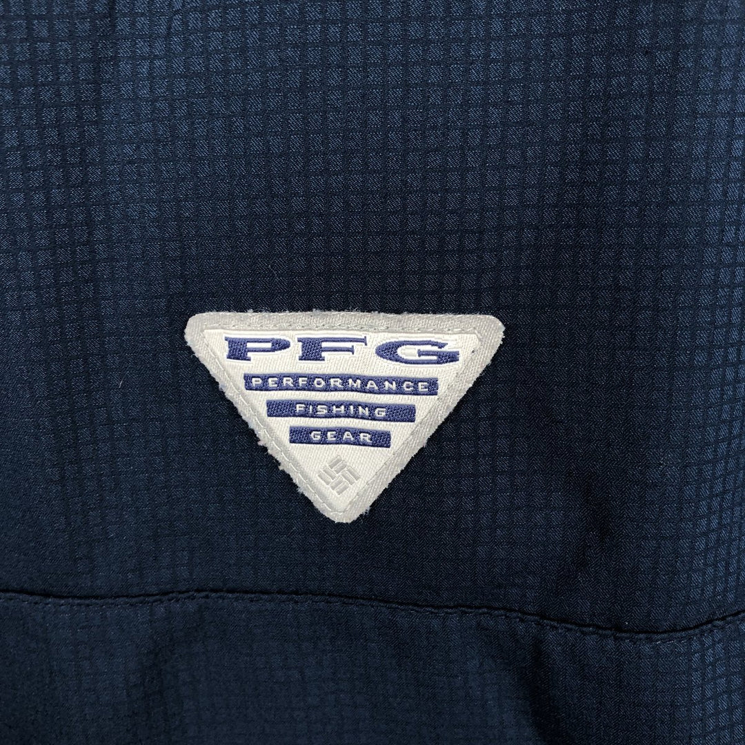 Columbia PFG OMNI-SHADE Omni-Shade Button-down Short Sleeve Fishing Shirt, Men's Size L polyester navy blue type Vintage Second Hand
