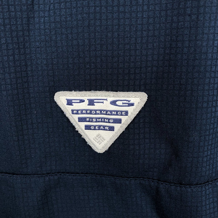 Columbia PFG OMNI-SHADE Omni-Shade Button-down Short Sleeve Fishing Shirt, Men's Size L polyester navy blue type Vintage Second Hand