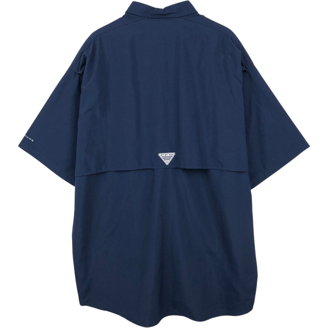 Columbia PFG OMNI-SHADE Omni-Shade Button-Down Short Sleeve Fishing Shirt Men's XL Nylon navy blue type Vintage Second Hand