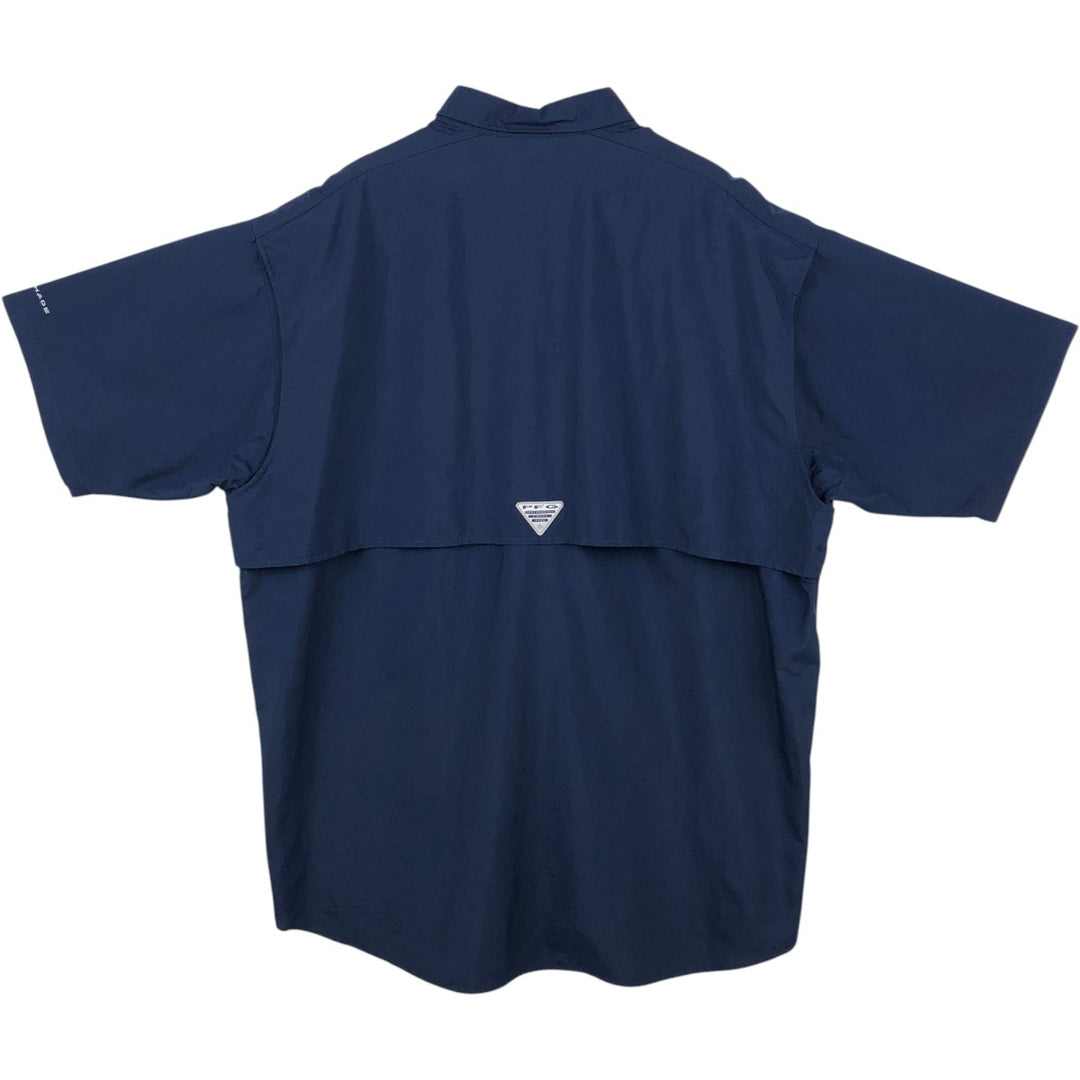 Columbia PFG OMNI-SHADE Omni-Shade Button-Down Short Sleeve Fishing Shirt Men's XL Nylon navy blue type Vintage Second Hand