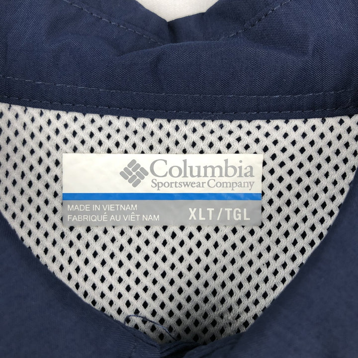Columbia PFG OMNI-SHADE Omni-Shade Button-Down Short Sleeve Fishing Shirt Men's XL Nylon navy blue type Vintage Second Hand