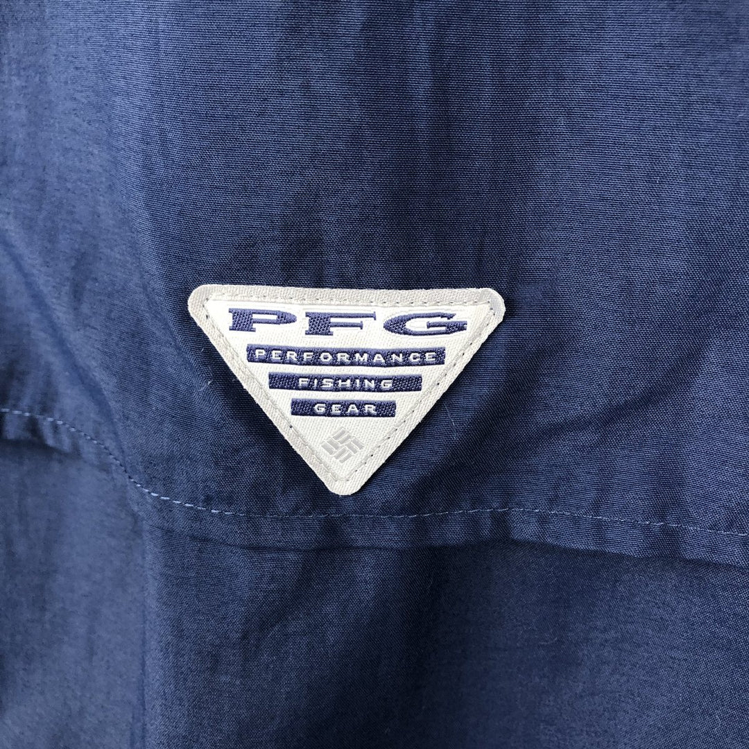 Columbia PFG OMNI-SHADE Omni-Shade Button-Down Short Sleeve Fishing Shirt Men's XL Nylon navy blue type Vintage Second Hand