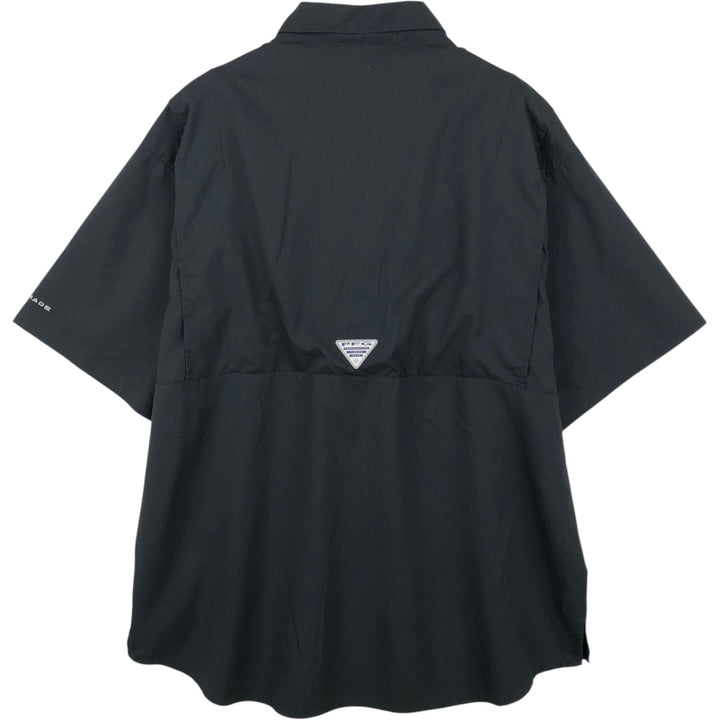 Columbia PFG OMNI-SHADE Omni-Shade Button-down Short Sleeve Fishing Shirt, Men's Size L polyester black type Vintage Second Hand