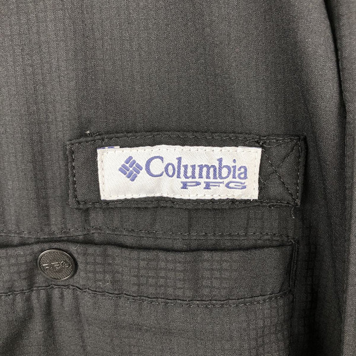 Columbia PFG OMNI-SHADE Omni-Shade Button-down Short Sleeve Fishing Shirt, Men's Size L polyester black type Vintage Second Hand