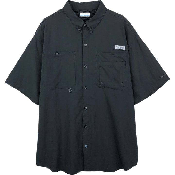 Columbia PFG OMNI-SHADE Omni-Shade Button-Down Short Sleeve Fishing Shirt Men's XL polyester black type Vintage Second Hand